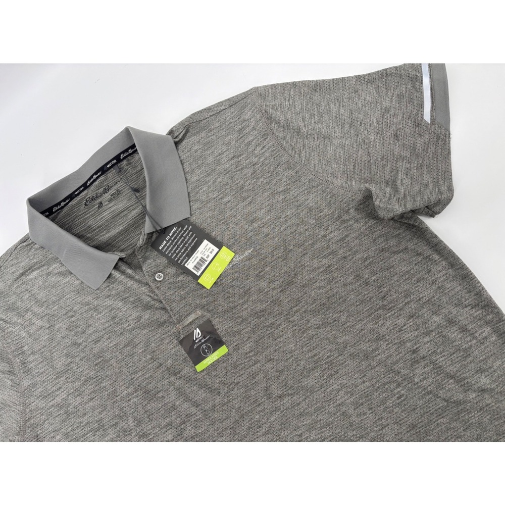 Eddie Bauer Motion Mens XL Gray Space Dye Performance Polo Shirt EA12KT004 NWT